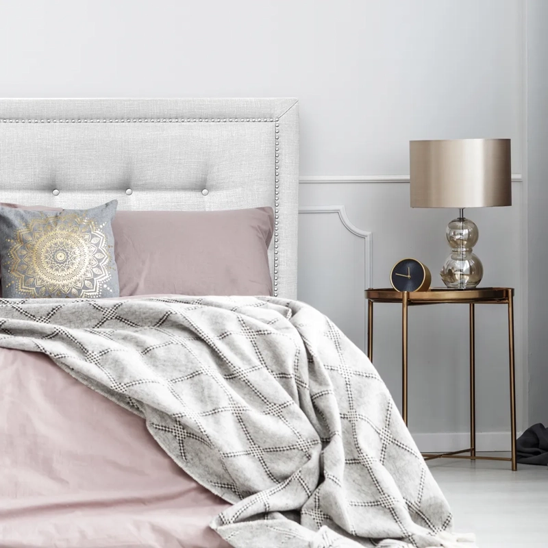 RESPALDO DE CAMA BOTONE  FRAME TACHAS LINO CRUDO - 2 PLAZAS - 1
