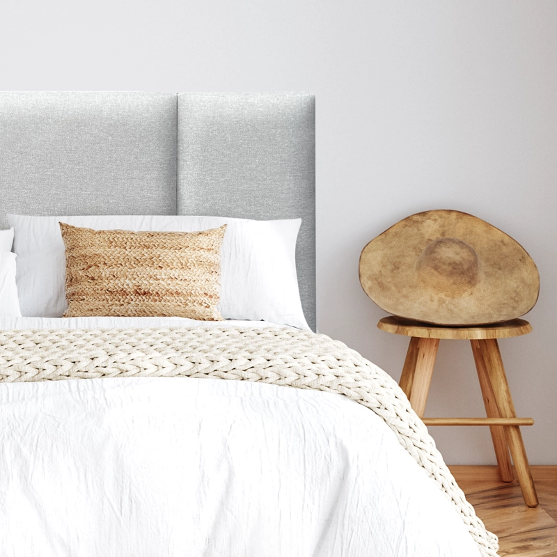 RESPALDO DE CAMA BLOCK LINO GRIS PLATA - SUPER KING - 1