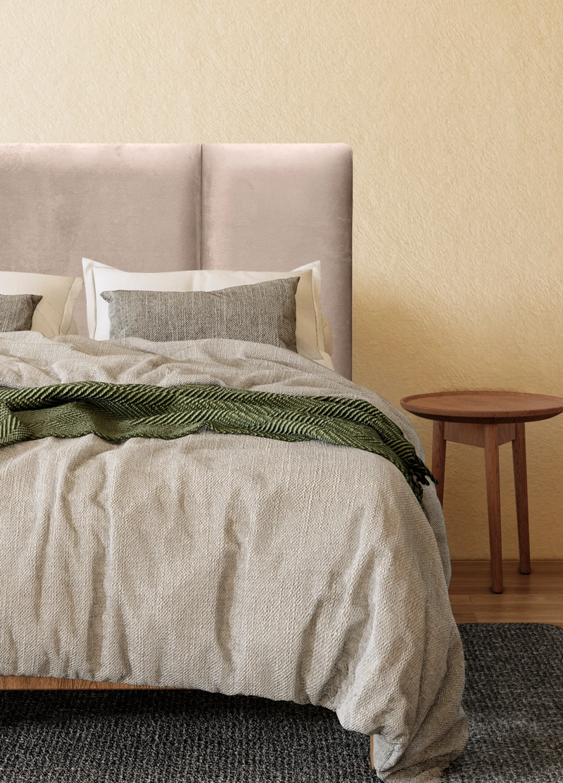 RESPALDO DE CAMA BLOCK FELPA BEIGE - SUPER KING - 1