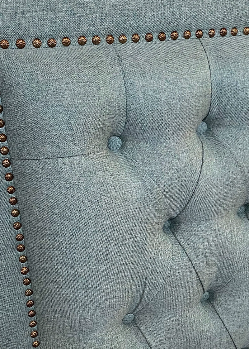RESPALDO DE CAMA CAPITONE  FRAME TACHAS LINO VERDE JEANS - 2 PLAZAS - 3