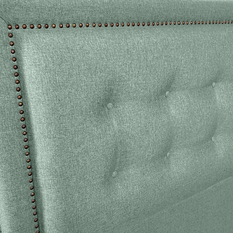 RESPALDO DE CAMA BOTONE  FRAME TACHAS LINO VERDE JEANS - 1 PLAZA - 3