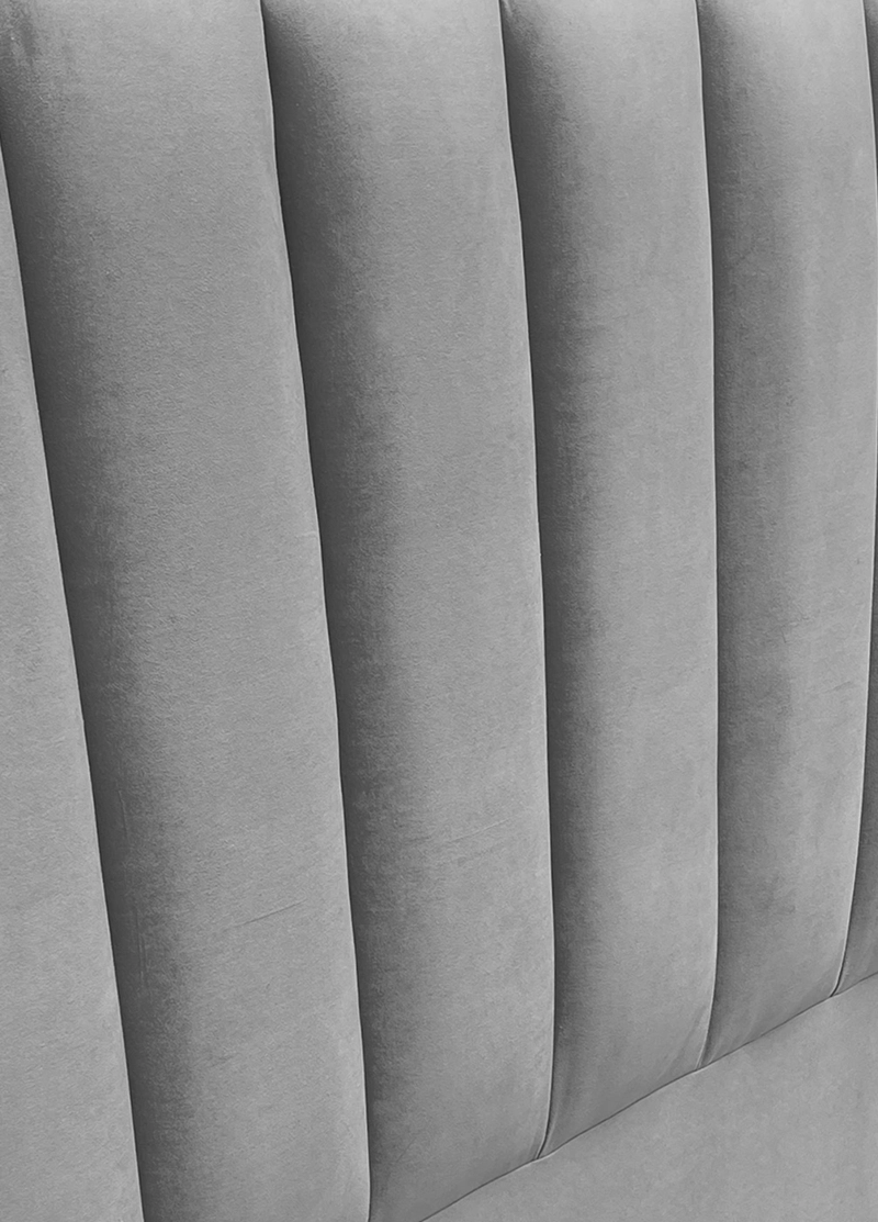 RESPALDO DE CAMA TUBULAR VERTICAL FELPA GRIS PLATA - 1 PLAZA - 3