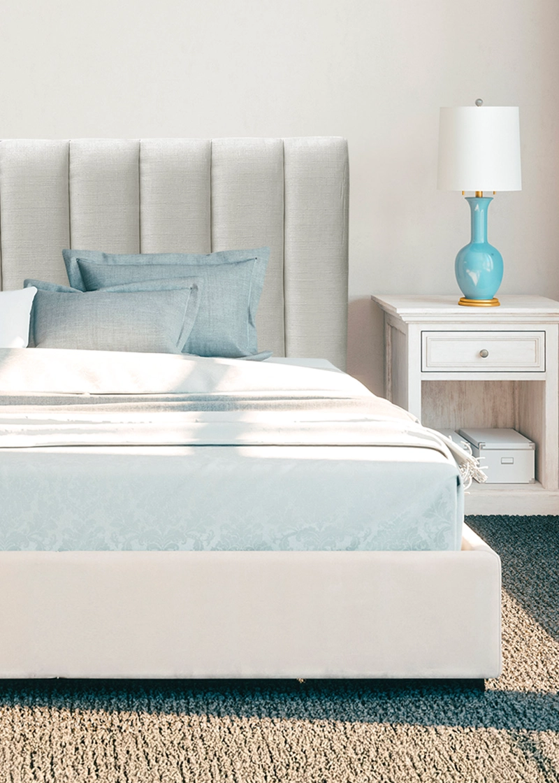RESPALDO DE CAMA TUBULAR VERTICAL LINO CRUDO - SUPER KING - 1