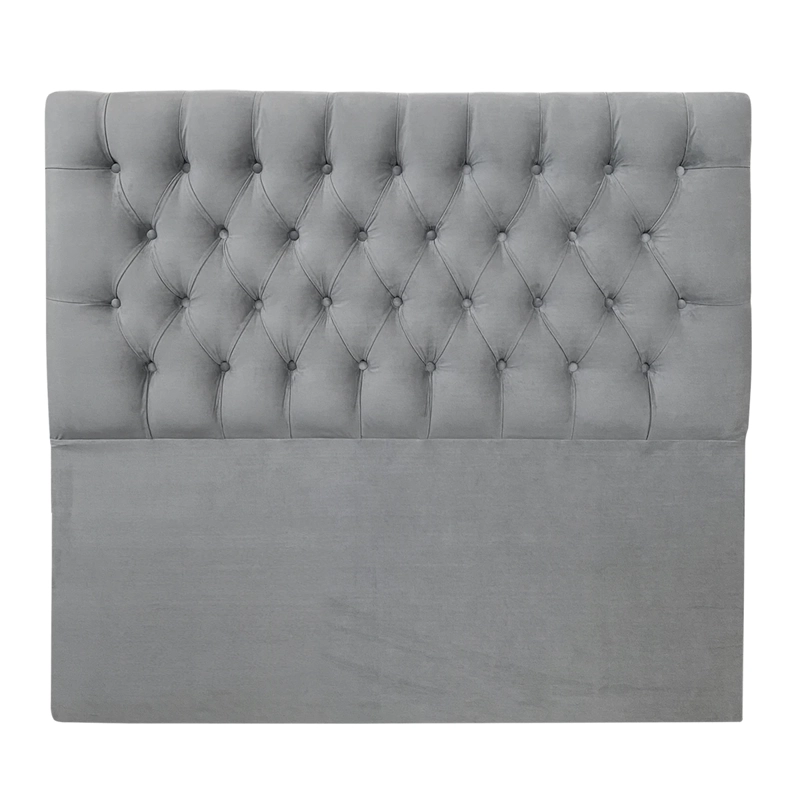 RESPALDO DE CAMA CAPITONE  PREMIUM FELPA GRIS PLATA - KING - 2