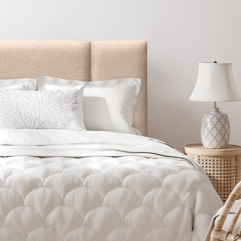 RESPALDO DE CAMA BLOCK LINO BEIGE - KING - 1