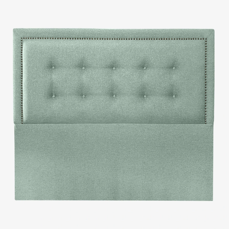 RESPALDO DE CAMA BOTONE  FRAME TACHAS LINO VERDE JEANS - 2 PLAZAS - 2