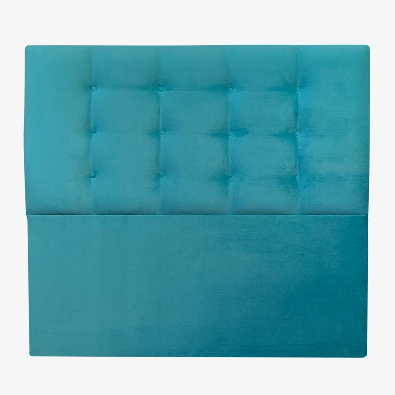 RESPALDO DE CAMA BOTONE  PREMIUM FELPA TURQUESA - SUPER KING - 2