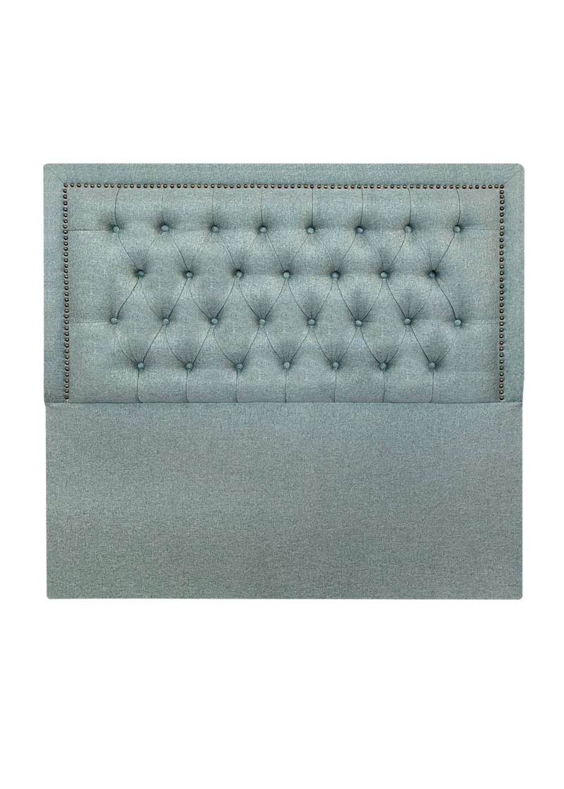 RESPALDO DE CAMA CAPITONE  FRAME TACHAS LINO VERDE JEANS - 1 PLAZA - 2