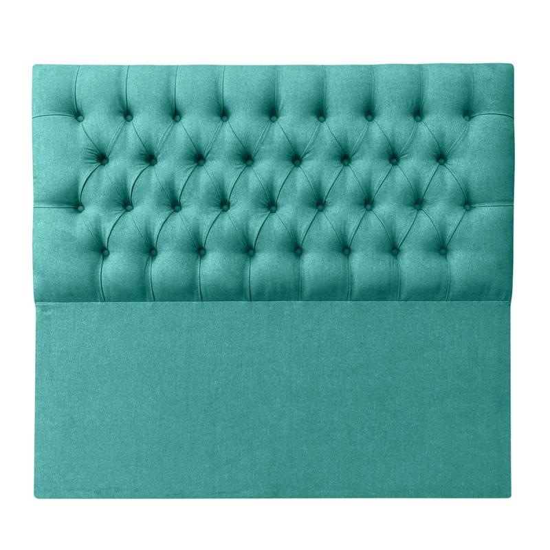 RESPALDO DE CAMA CAPITONE  PREMIUM LINO TURQUESA - 2 PLAZAS - 2