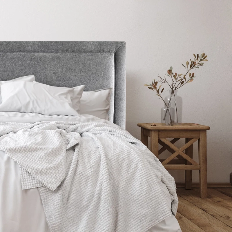 RESPALDO DE CAMA FLAT FRAME VIVO LINO GRIS - 1.5 PLAZA - 1