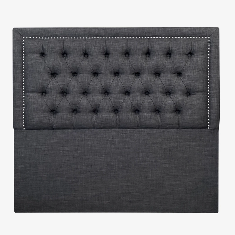 RESPALDO DE CAMA CAPITONE  FRAME TACHAS LINO GRAFITO - KING - 2