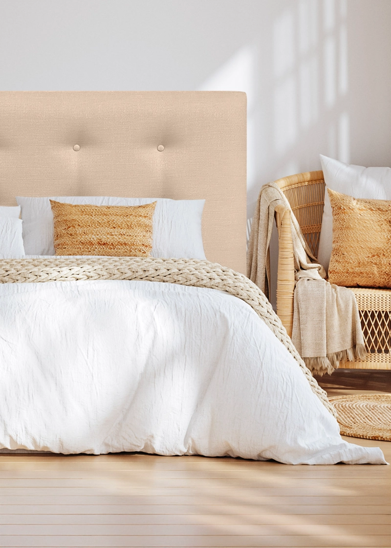 RESPALDO DE CAMA BOTONE  PREMIUM LINO BEIGE - 1 PLAZA - 1