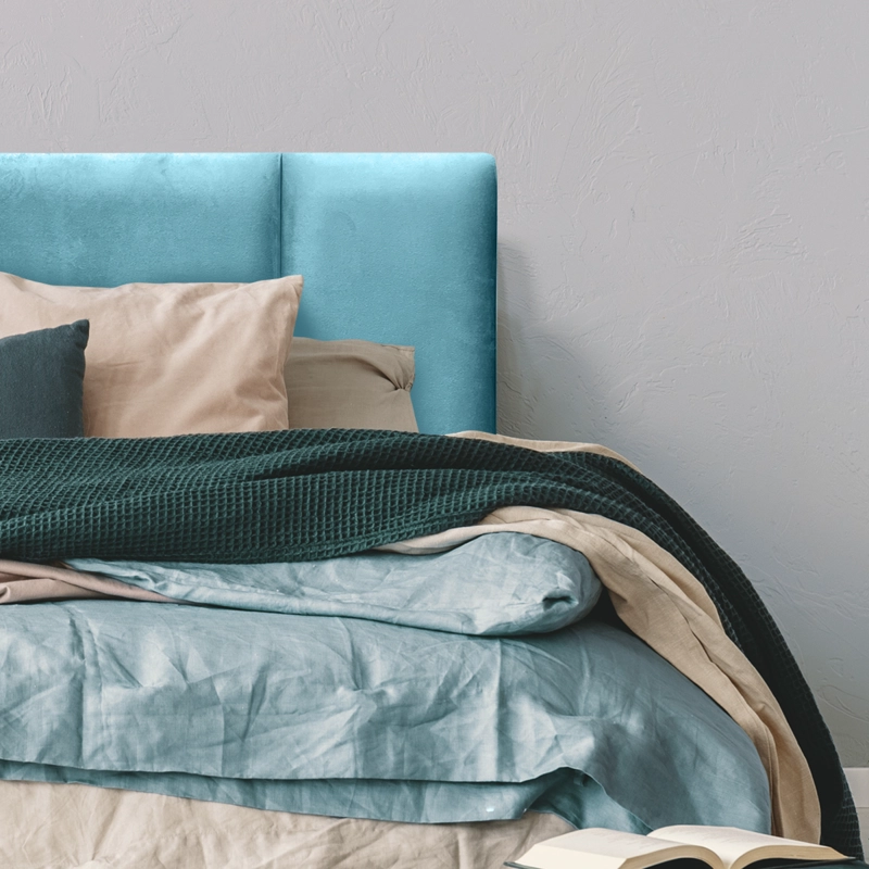 RESPALDO DE CAMA BLOCK FELPA TURQUESA - 1.5 PLAZA - 1