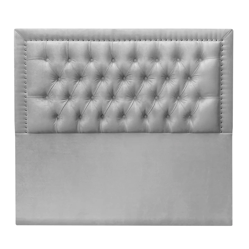 RESPALDO DE CAMA CAPITONE  FRAME TACHAS FELPA GRIS PLATA - SUPER KING - 2