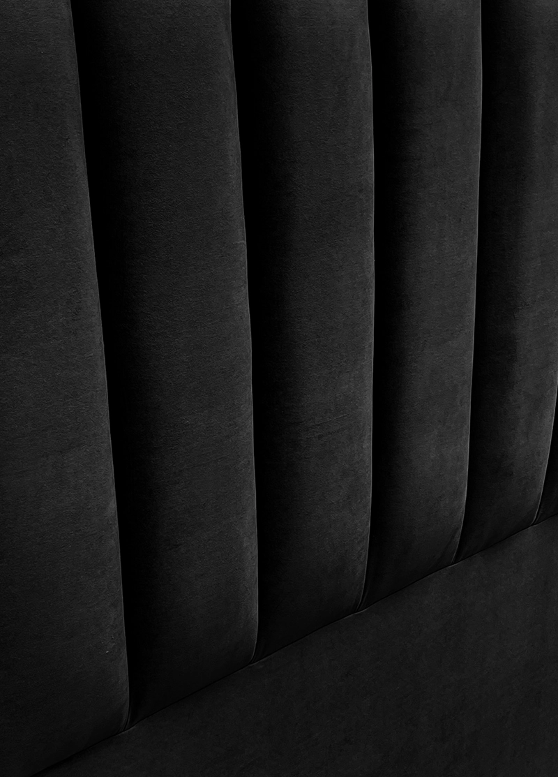 RESPALDO DE CAMA TUBULAR VERTICAL FELPA NEGRO - SUPER KING - 3