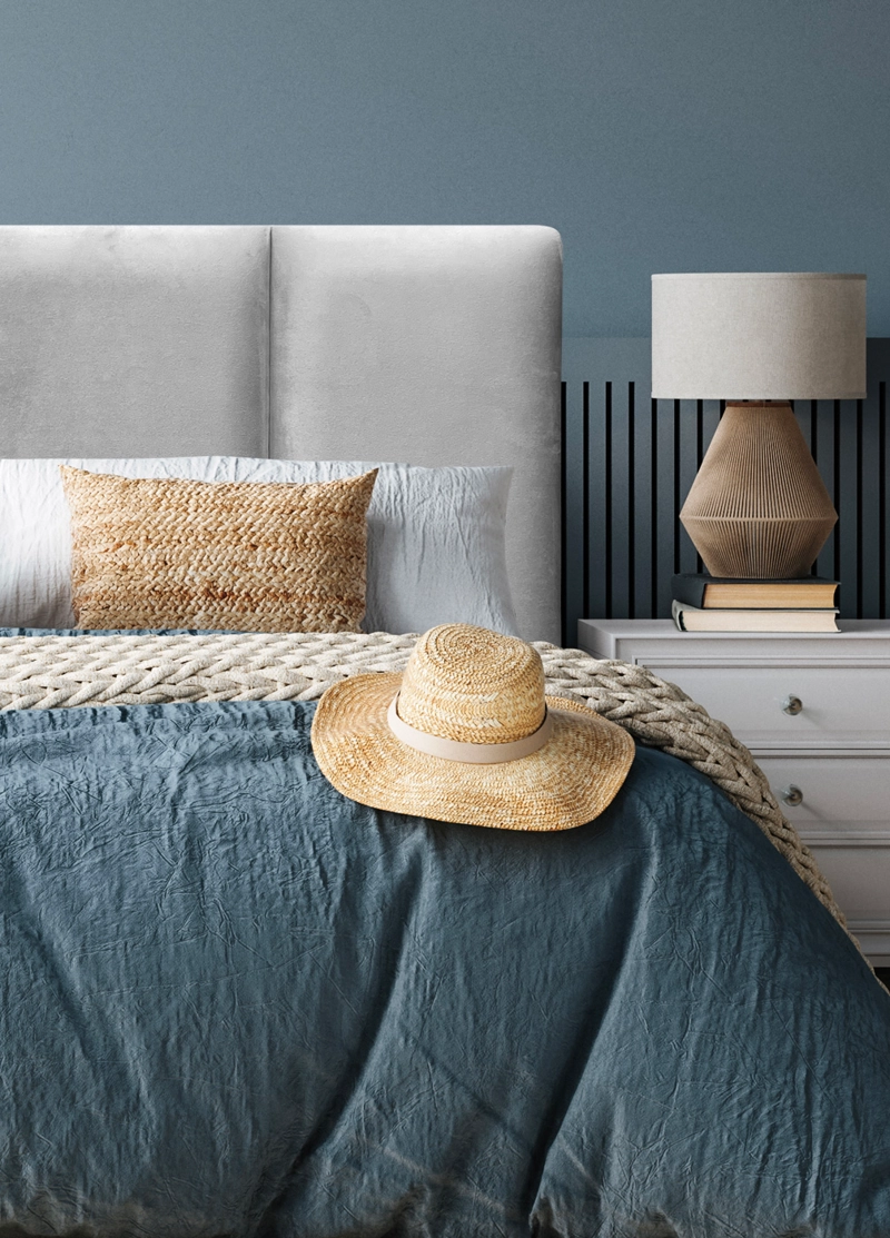 RESPALDO DE CAMA BLOCK FELPA GRIS PLATA - SUPER KING - 1