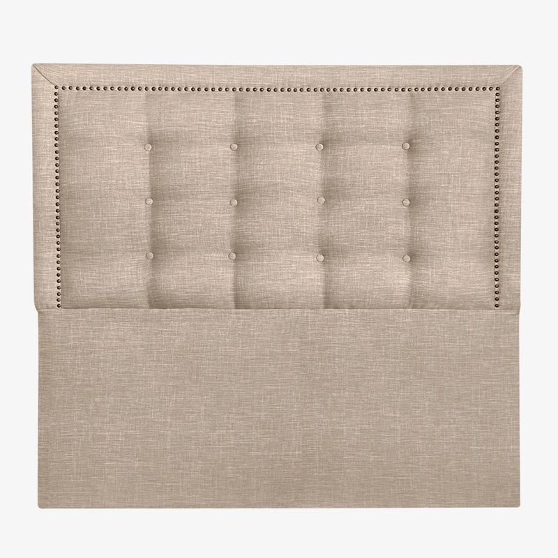 RESPALDO DE CAMA BOTONE  FRAME TACHAS LINO BEIGE - KING - 2