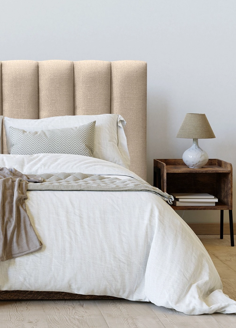 RESPALDO DE CAMA TUBULAR VERTICAL LINO BEIGE - KING - 1