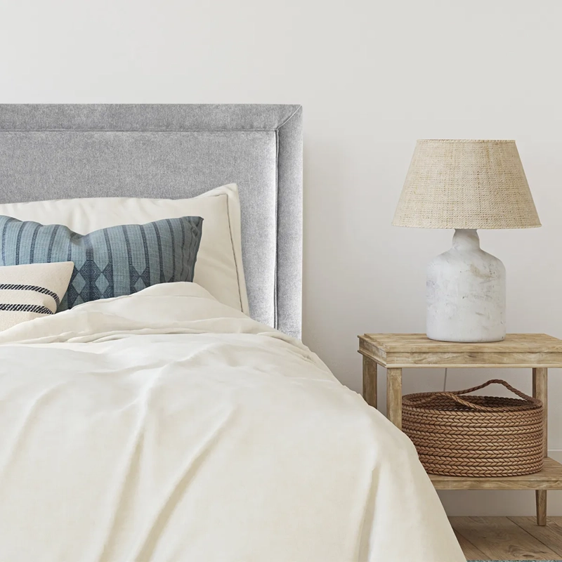 RESPALDO DE CAMA FLAT FRAME VIVO LINO GRIS PLATA - KING - 1