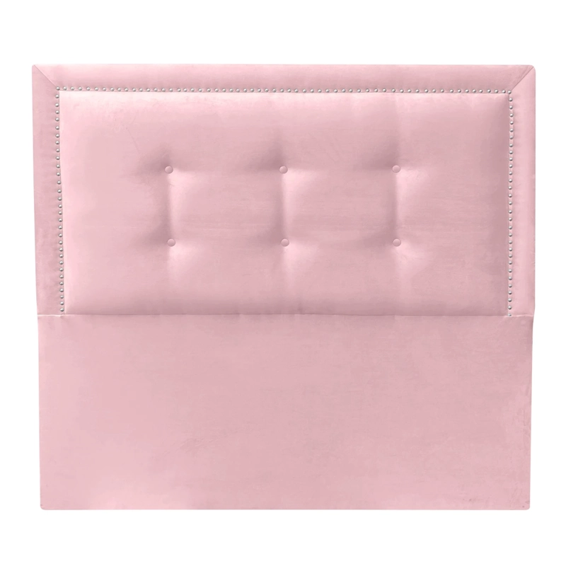 RESPALDO DE CAMA BOTONE  FRAME TACHAS FELPA ROSADO CLARO - 1 PLAZA - 2