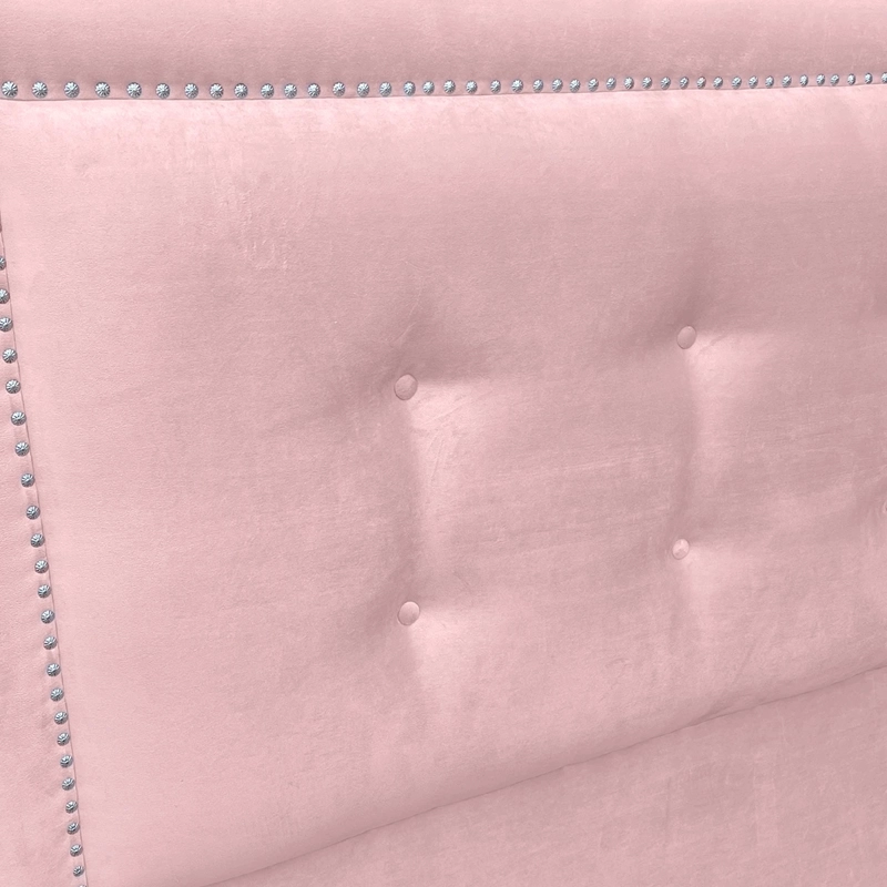 RESPALDO DE CAMA BOTONE  FRAME TACHAS FELPA ROSADO CLARO - SUPER KING - 3