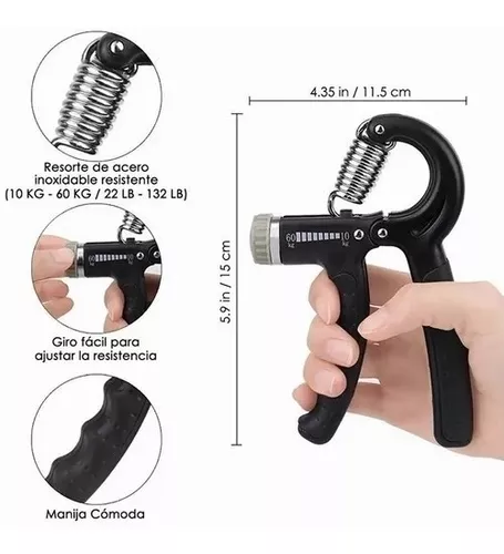 HAND GRIP BASKO FITNESS AJUSTABLE SET 5 PIEZAS NEGRO - 2