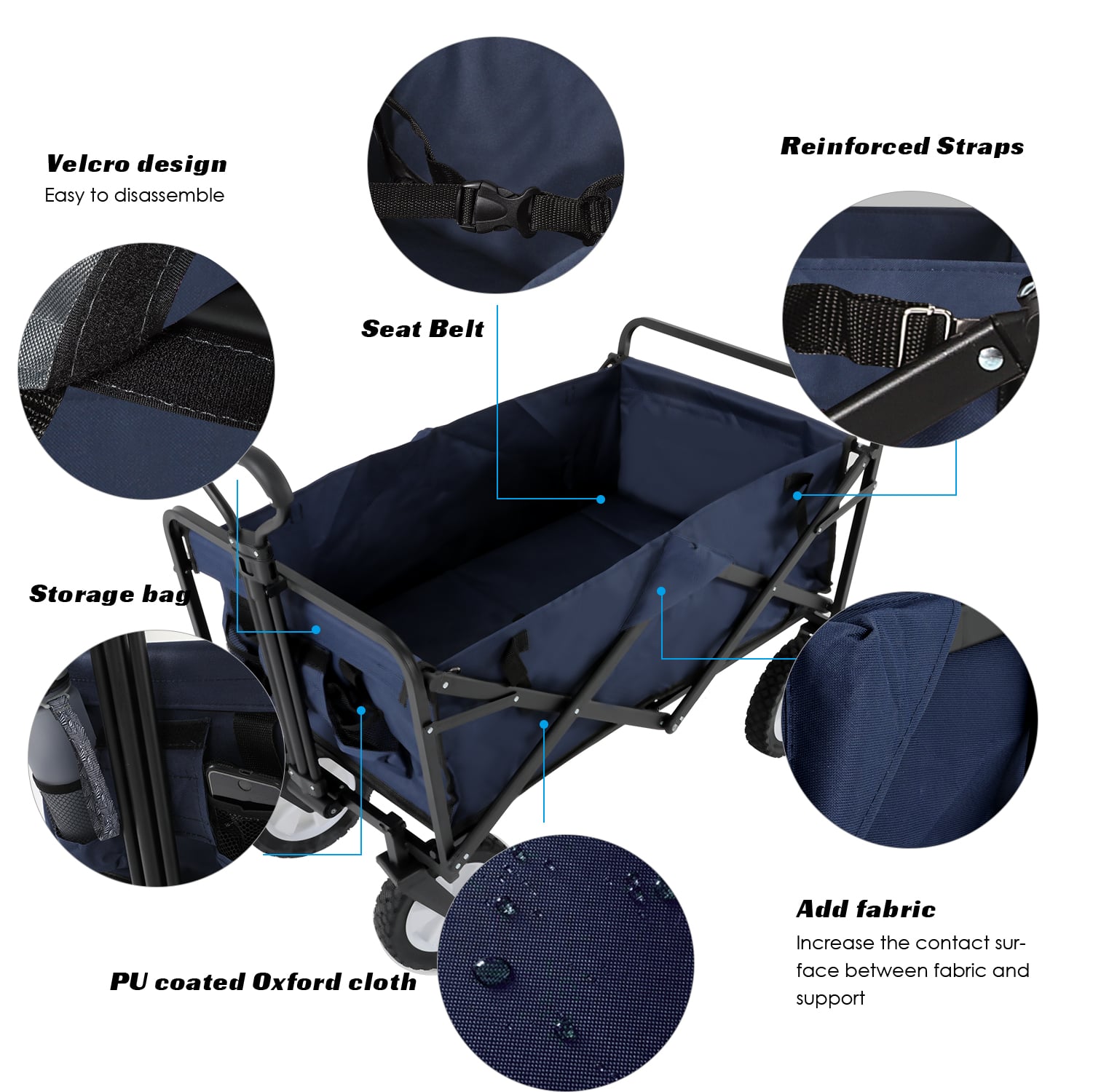 CARRO DE ARRASTRE BASKO FITNESS WAGON METALICO AZUL - 3