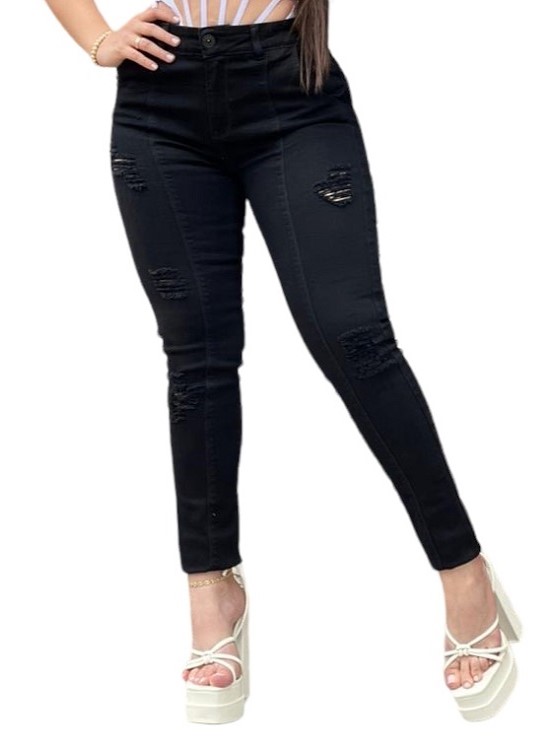 JEANS SKINNY MUJER CINTURA SOÑADA NEGRO PUSH UP COLOMBIANO - 1