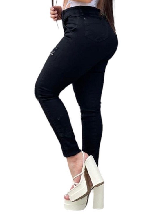 JEANS SKINNY MUJER CINTURA SOÑADA NEGRO PUSH UP COLOMBIANO - 2