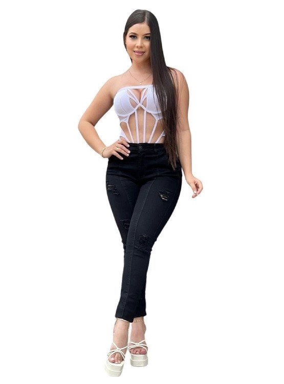 JEANS SKINNY MUJER CINTURA SOÑADA NEGRO PUSH UP COLOMBIANO - 4