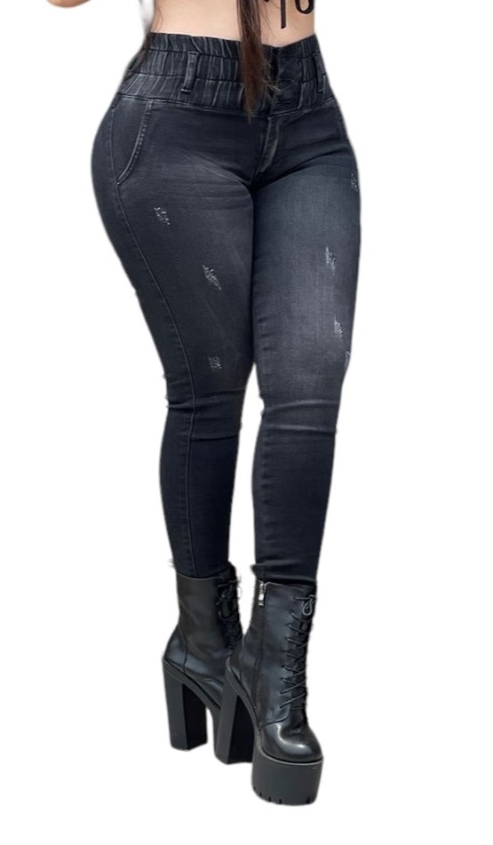 JEANS PUSH UP MUJER CINTURA SOÑADA NEGRO COLOMBIANO - 2