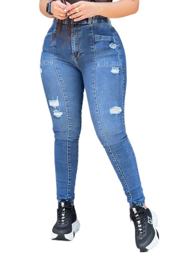 JEANS SKINNY MUJER CINTURA SOÑADA AZUL ELASTICO COLOMBIANO - 1