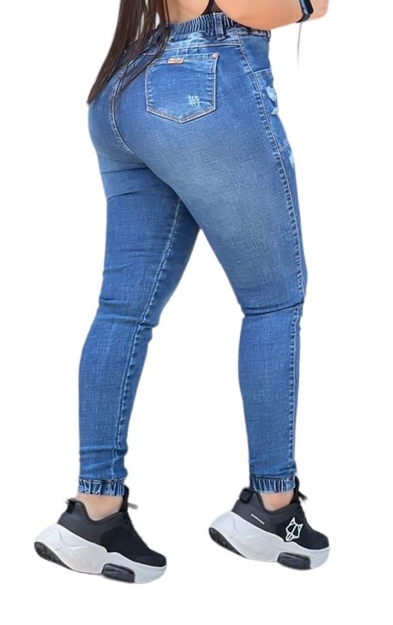 JEANS SKINNY MUJER CINTURA SOÑADA AZUL ELASTICO COLOMBIANO - 2