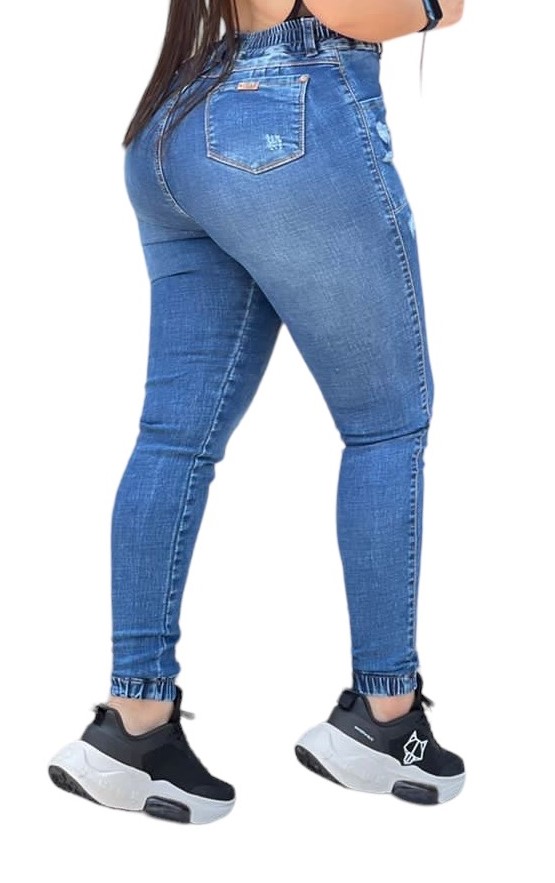 JEANS SKINNY MUJER CINTURA SOÑADA AZUL ELASTICO COLOMBIANO - 2