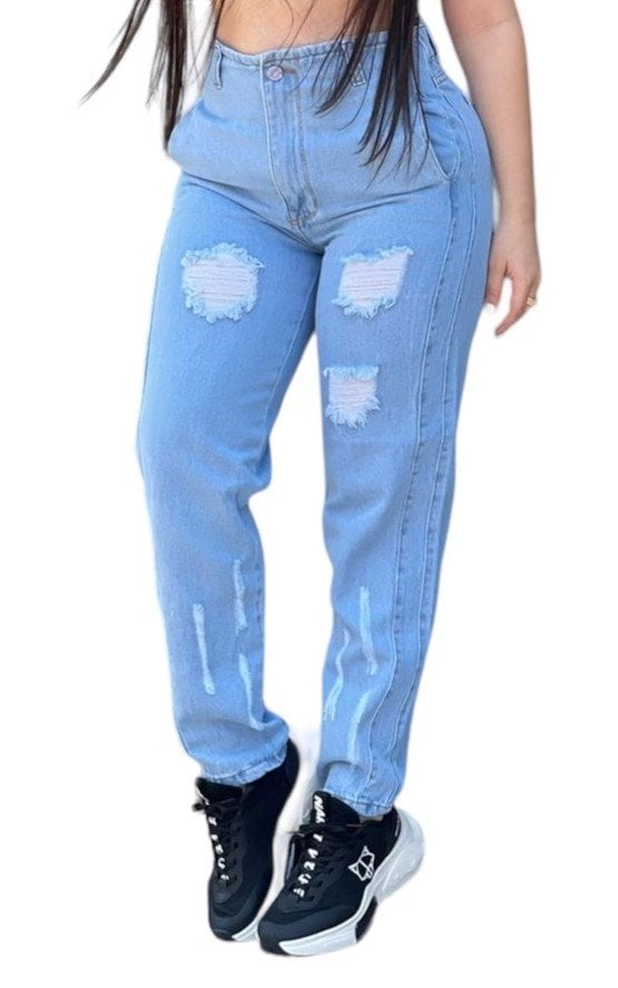 JEANS MOM MUJER CINTURA SOÑADA AZUL MON TIRO ALTO COLOMBIANO - 1