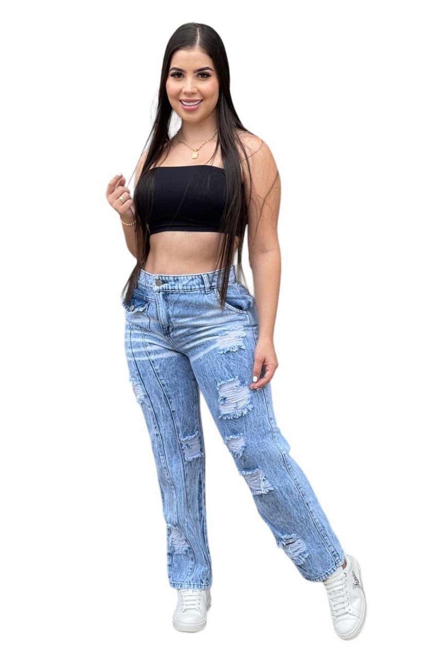 JEANS MOM MUJER CINTURA SOÑADA AZUL MON COLOMBIANO - 3