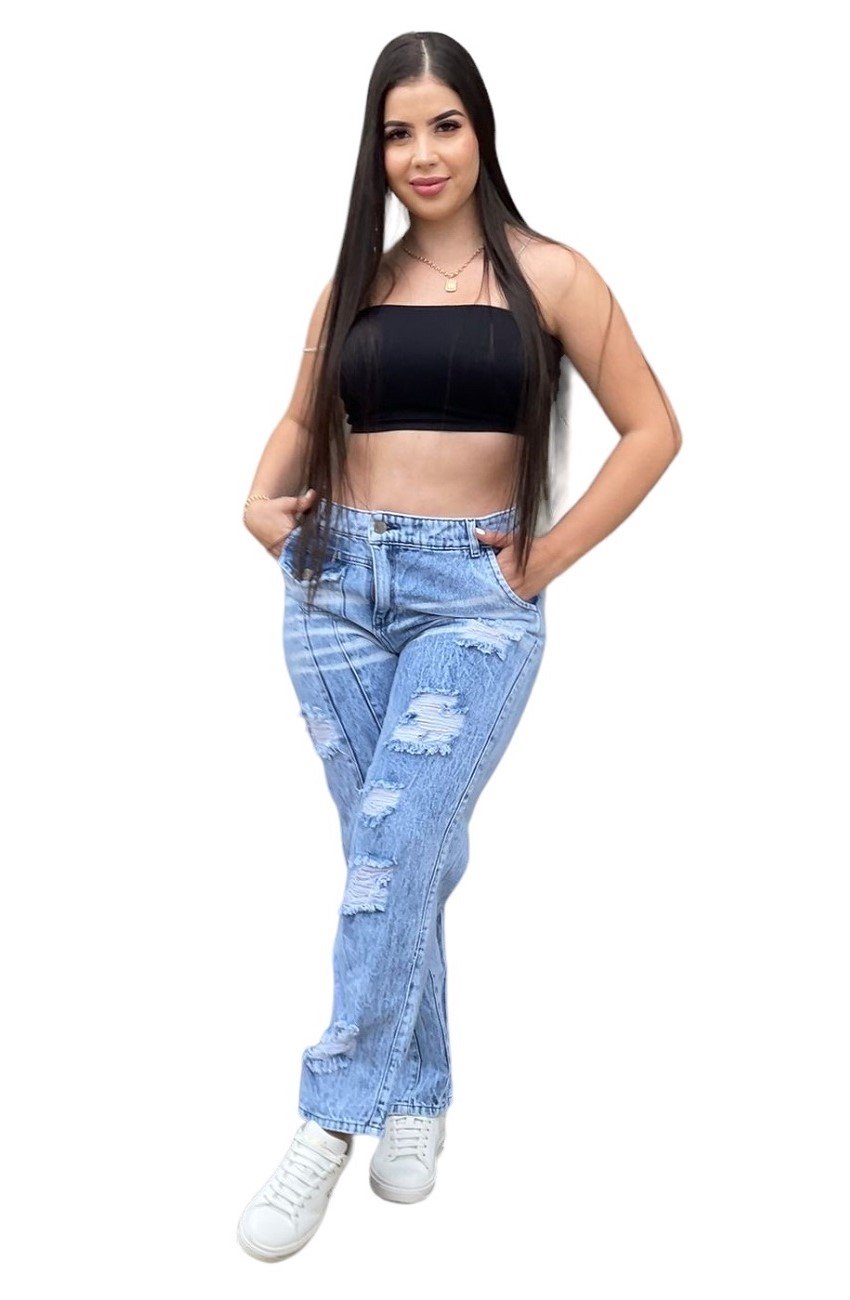 JEANS MOM MUJER CINTURA SOÑADA AZUL MON COLOMBIANO - 5