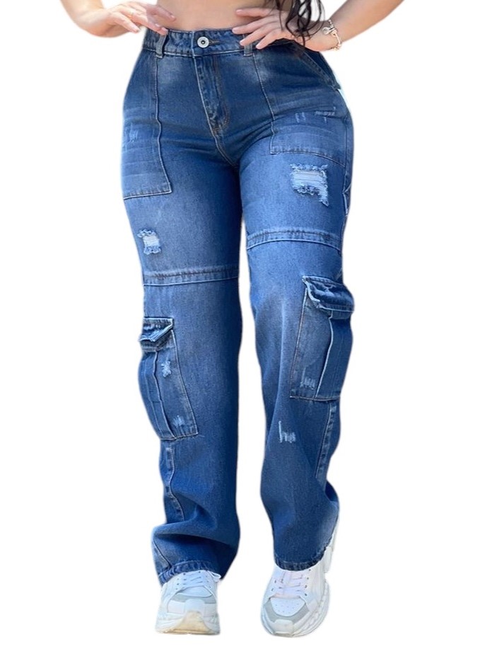 JEANS MUJER CINTURA SOÑADA AZUL MARINO MON CARGO COLOMBIANO - 1