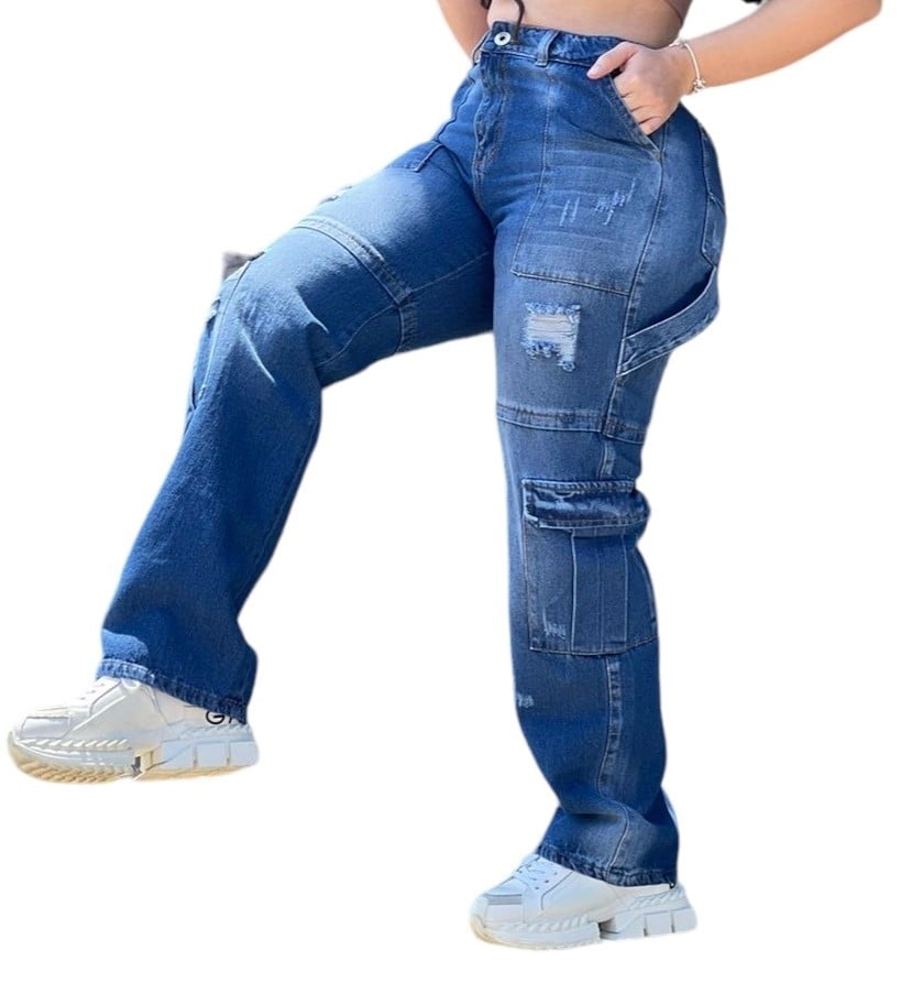 JEANS MUJER CINTURA SOÑADA AZUL MARINO MON CARGO COLOMBIANO - 2