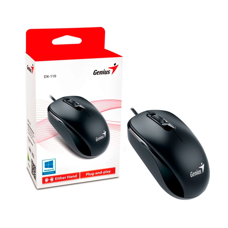 MOUSE GENIUS DX-110 USB OPTICO 3 BOTONES AMBIDIESTRO NEGRO - 2
