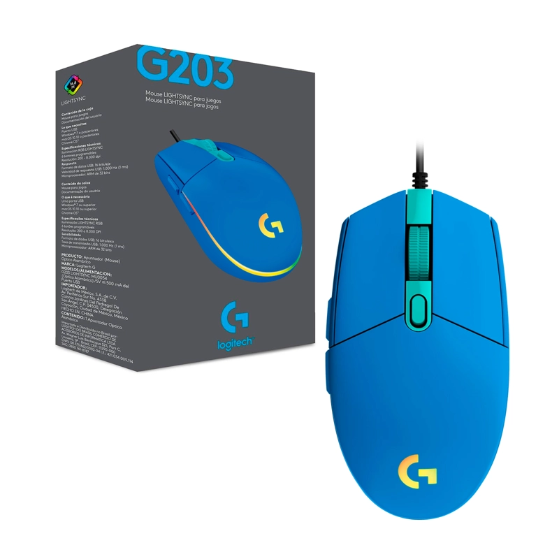 MOUSE GAMER USB LOGITECH G203 LIGHTSYNC 6 BOTONES 8000DPI - 1