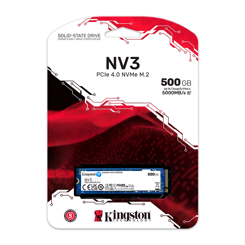 DISCO SOLIDO SSD INTERNO KINGSTON NV3 500GB M.2 PCIE4.0 NVME - 1