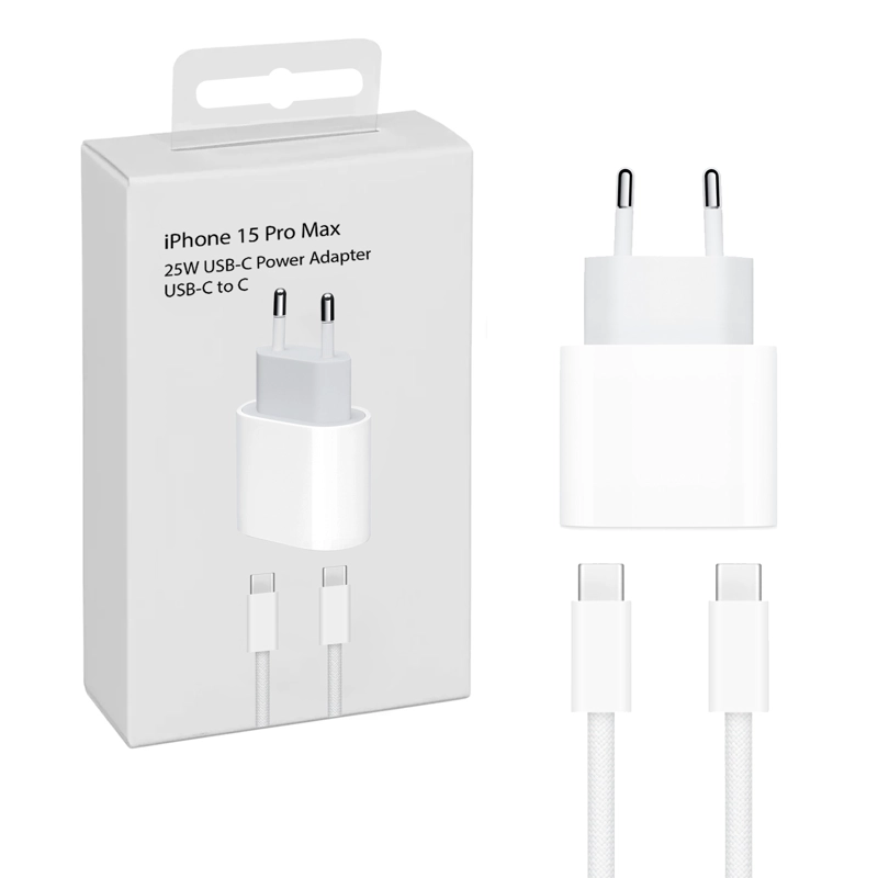 GENÉRICO CARGADOR COMPATIBLE CON IPHONE 15 PRO MAX 25W CABLE USB-C