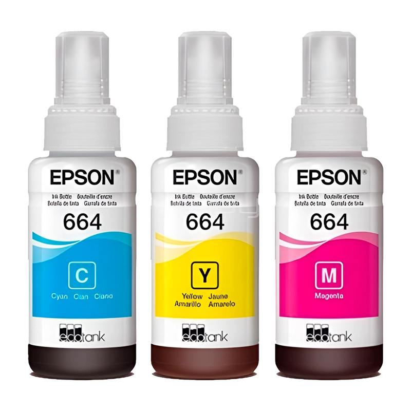 PACK 3 BOTELLAS TINTA EPSON T664520 CYAN MAGENTA AMARILLO - 2