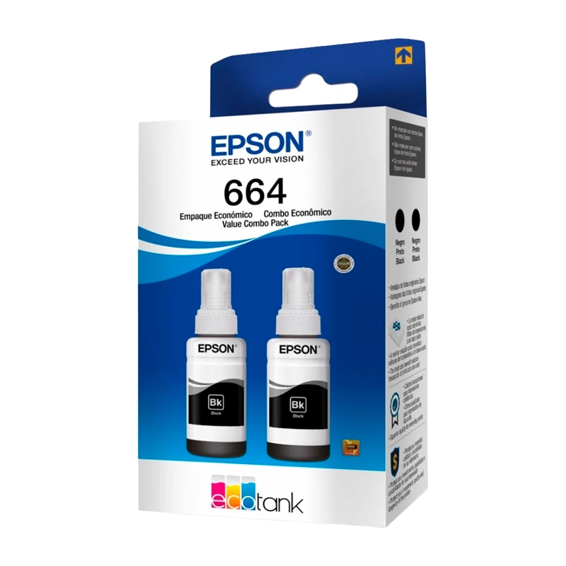 PACK 2 BOTELLAS TINTA EPSON T664 COLOR NEGRO 70ML 4000 PAG - 2