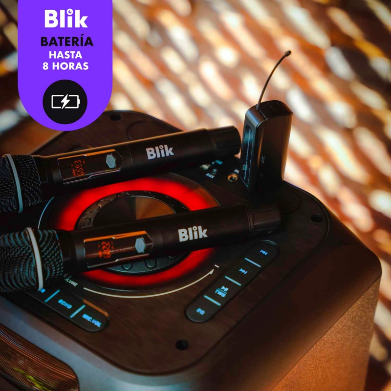KIT DUO MICROFONOS INALAMBRICOS BLIK UHF KARAOKE 40HZ-14KHZ - 2