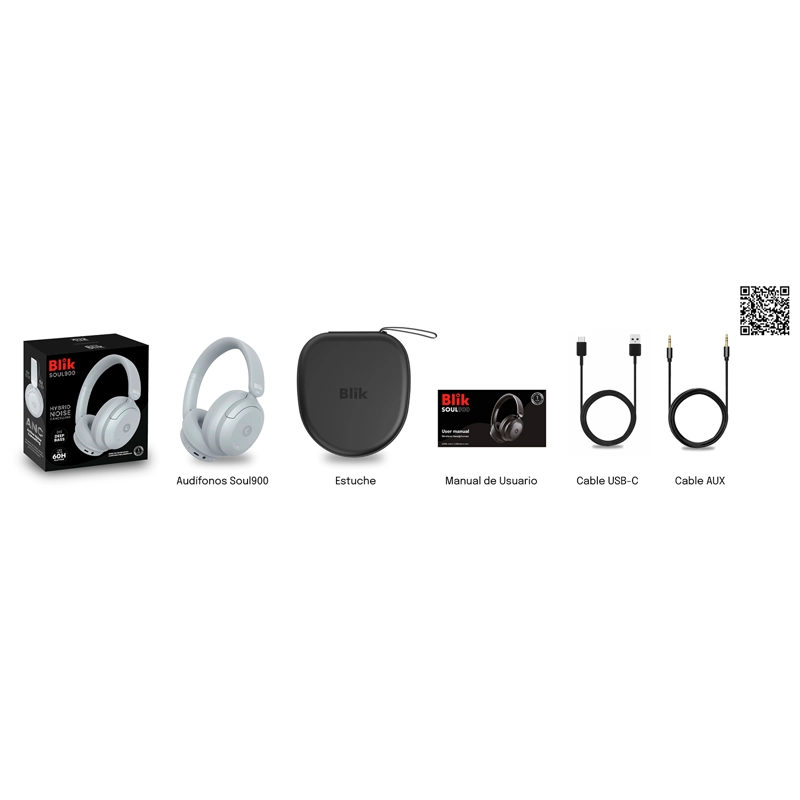 AUDIFONOS OVER-EAR BLUETOOTH BLIK SOUL900 TWS ANC BT 5.4 - 6