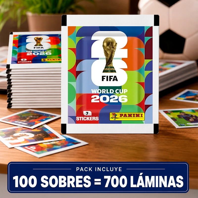 PACK DE 100 SOBRES DE LAMINAS PANINI MUNDIAL 2026 700 LAMINA - 1