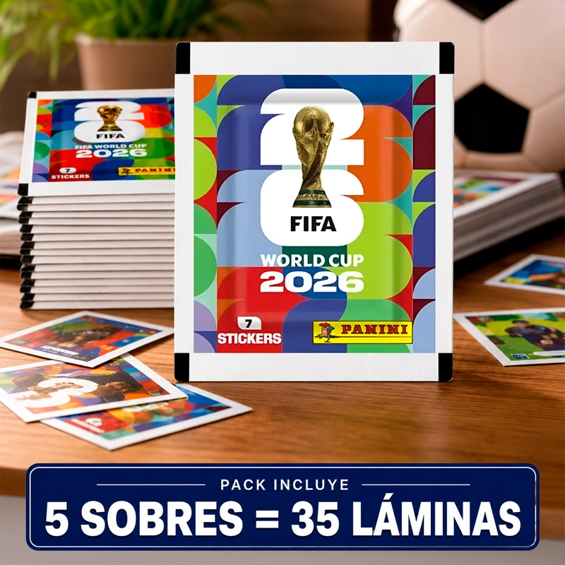 PACK DE 5 SOBRES DE LAMINAS PANINI MUNDIAL 2026 35 LAMINAS - 1