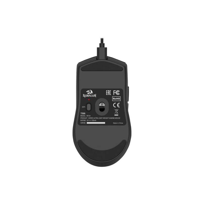 MOUSE GAMER REDRAGON KING 1K 5 BOTONES NEGRO 12400DPI - 9